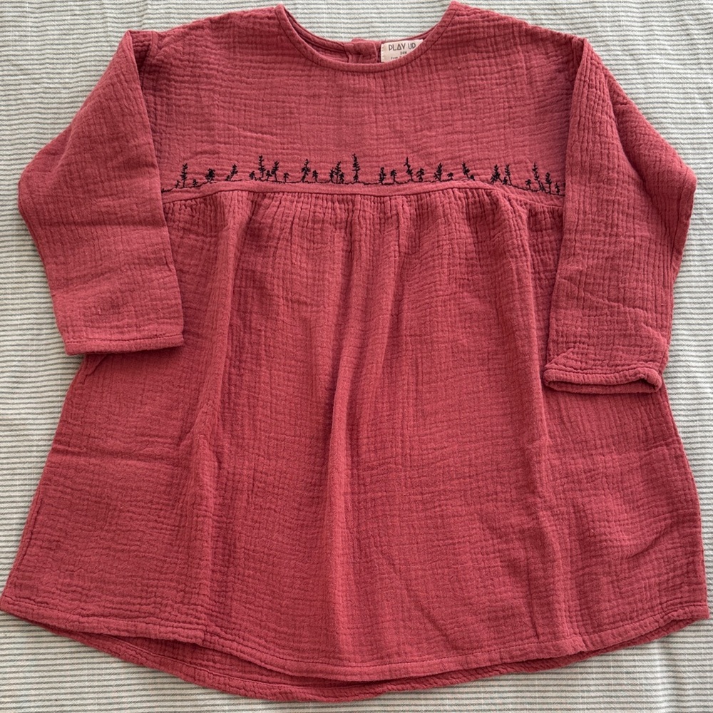 Terracotta Long-Sleeve Girls' dress (24m) / play up / 100% organic cotton